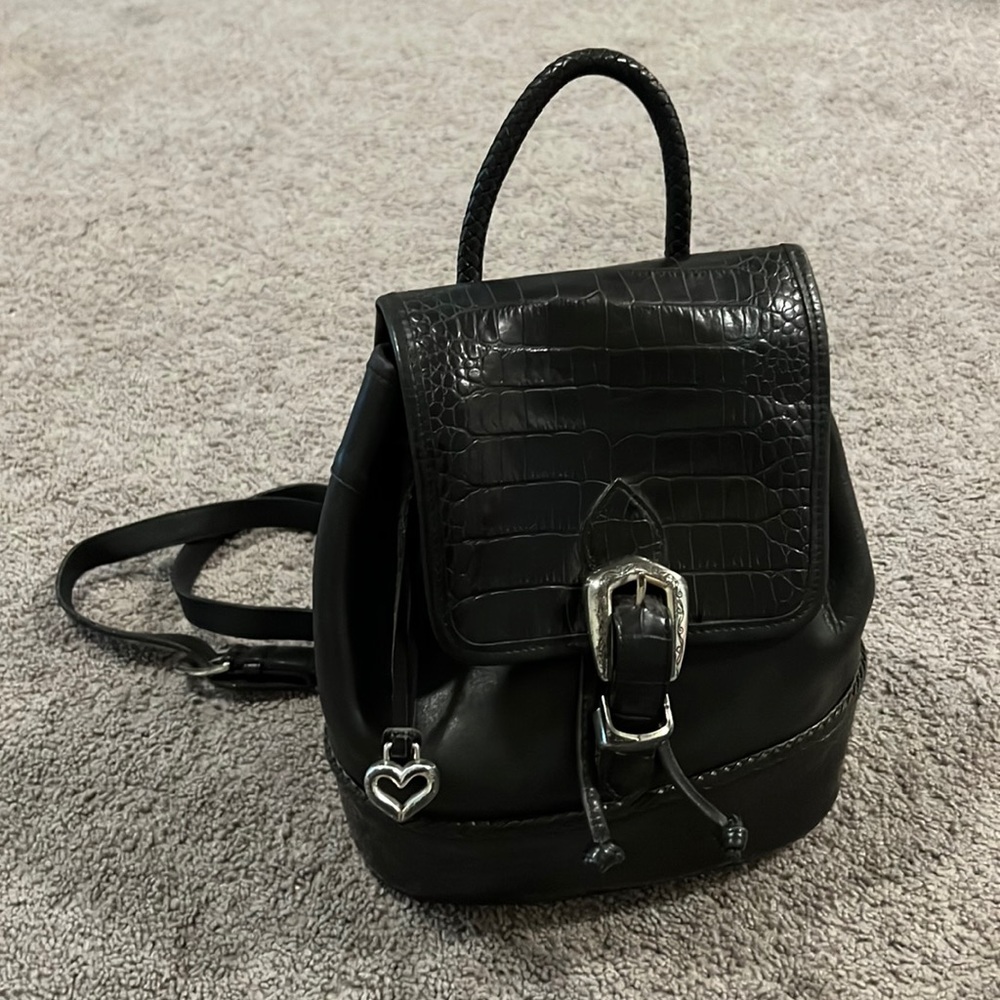 Brighton Black Leather Backpack - image 1